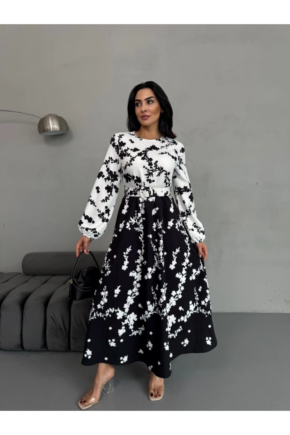 Atlas Kumaş Elbise (Kemer Dahildir) image