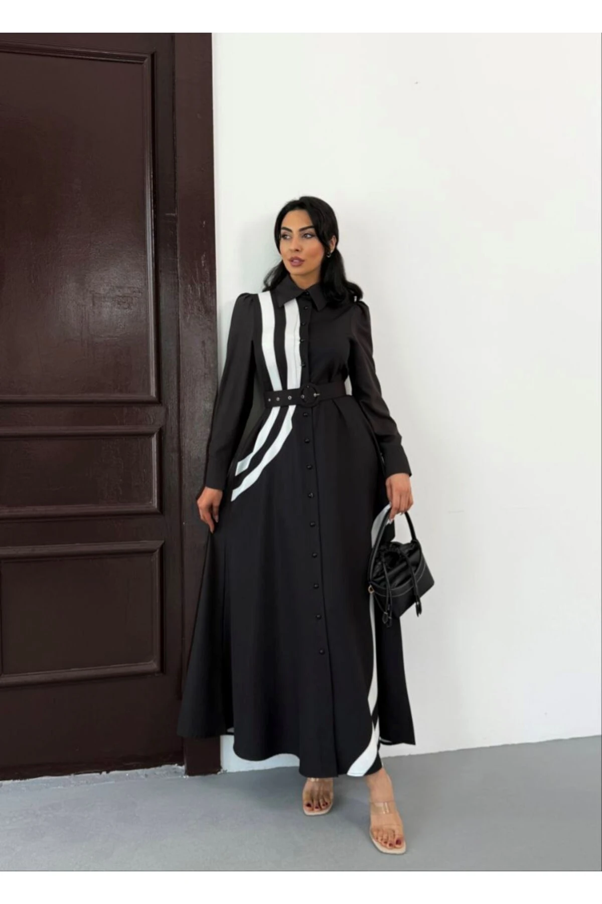 Atlas Kumaş Elbise(Kemer Dahildir) image