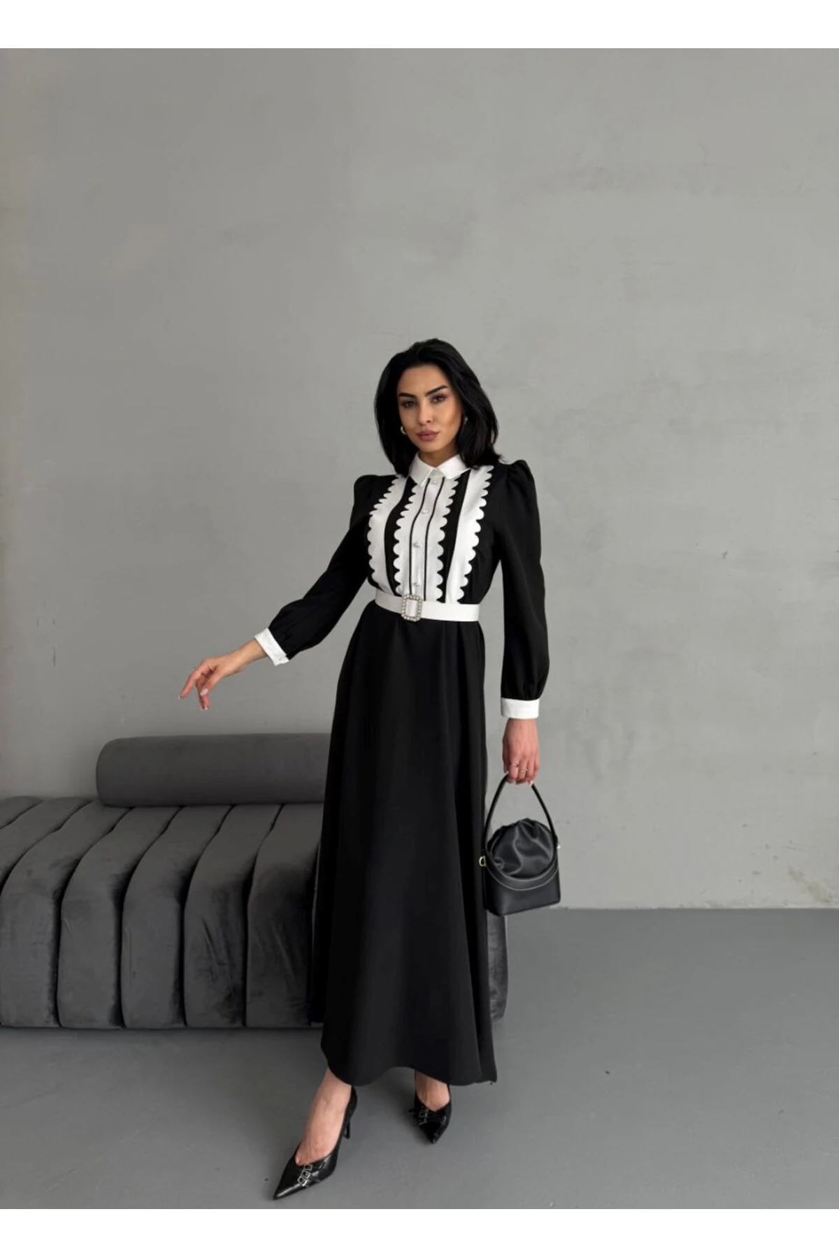 Atlas Kumaş Elbise (Kemer Dahildir) image