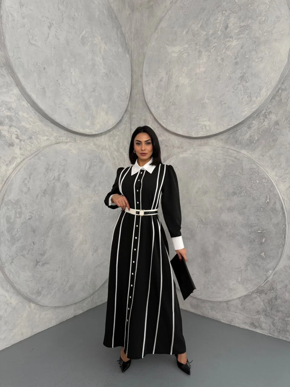 Atlas Kumaş Elbise(Kemer Dahildir) main variant image