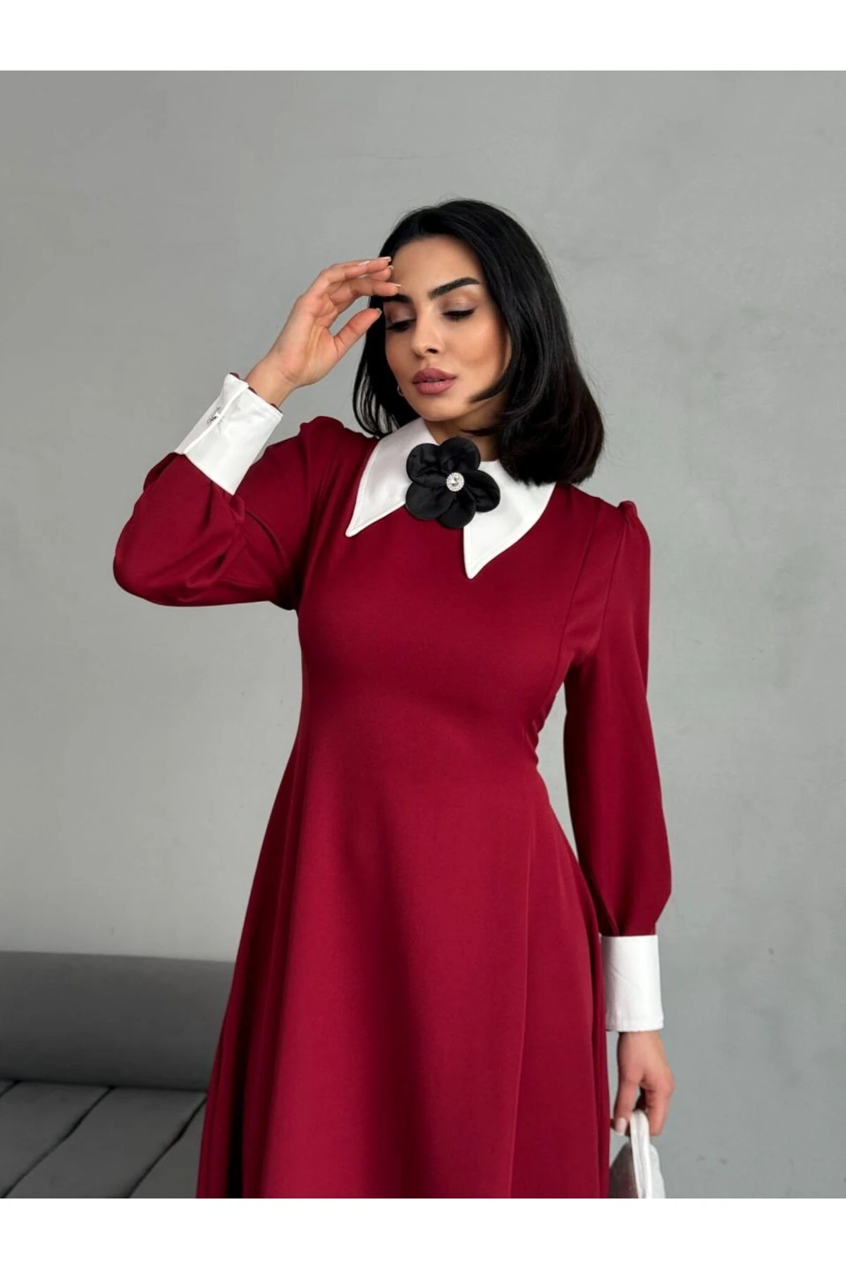 Şık Atlas Kumaş Elbise