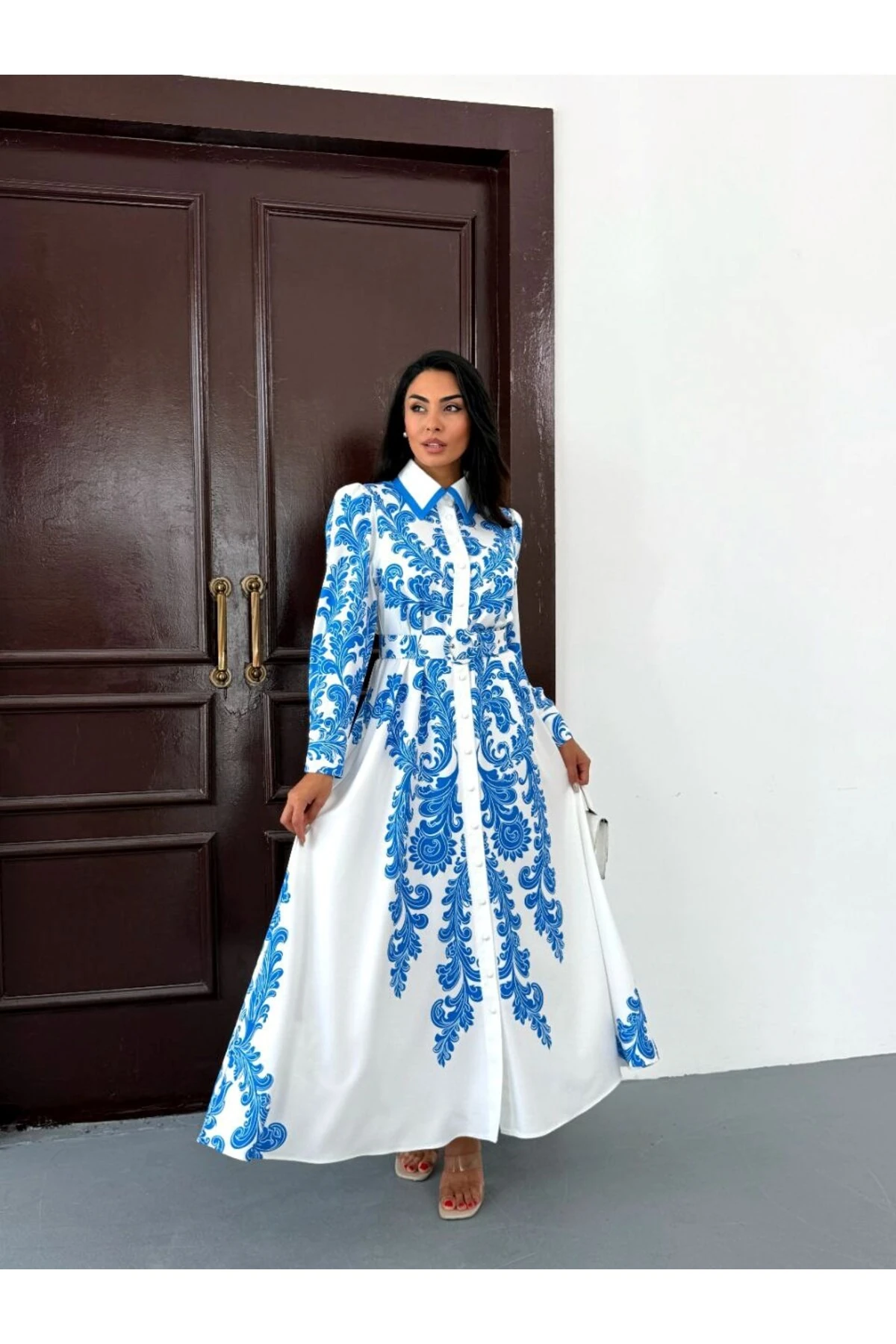 İthal Babel Kumaş Elbise(Kemer Dahildir) image