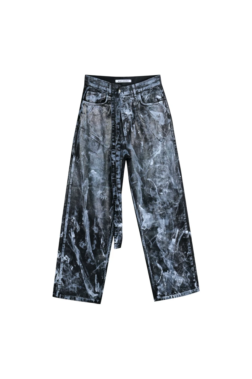 WUEN BLACK/WHITE WAX PANT