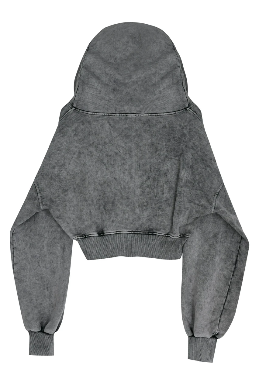 WUEN BLACK CROP HOODIE