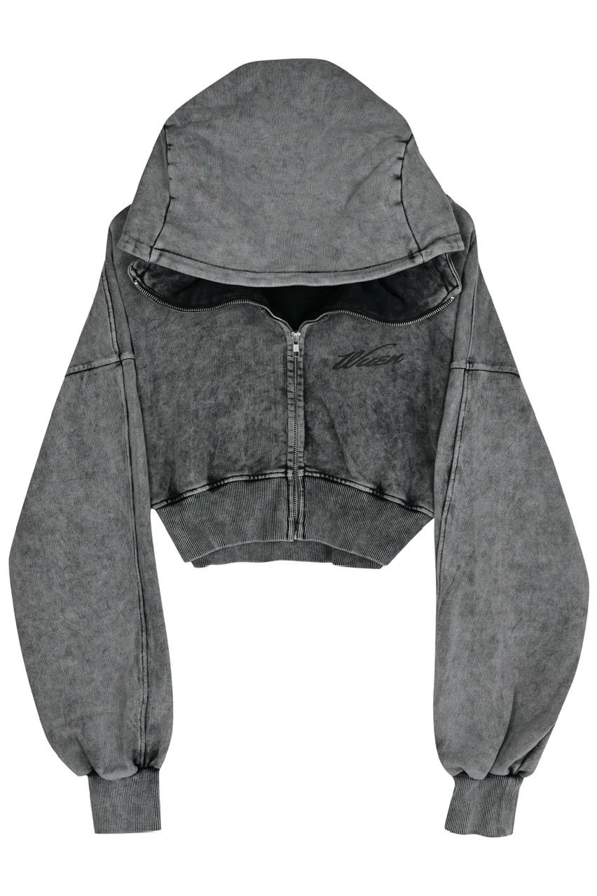 WUEN BLACK CROP HOODIE