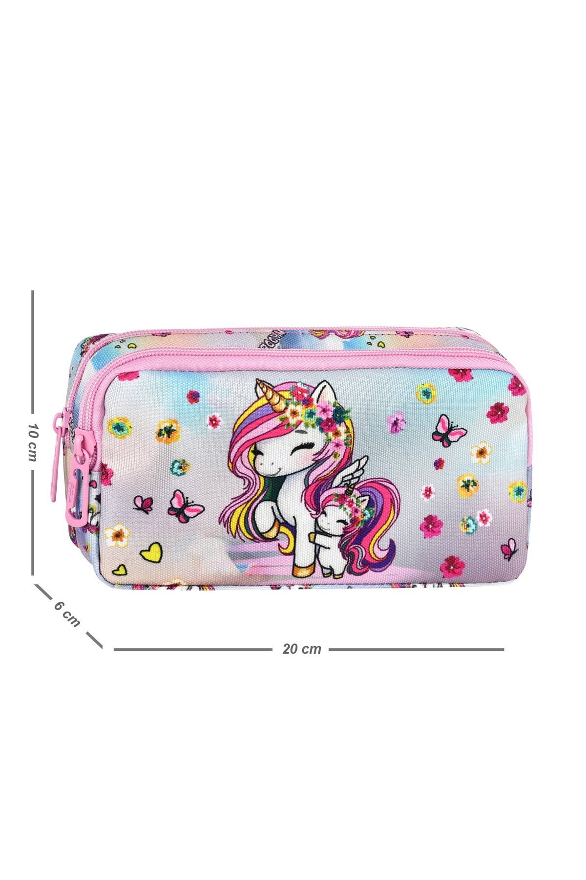Waddell Pembe Unicorn Desenli 2 Cepli Kalem Kutusu,Kalemlik