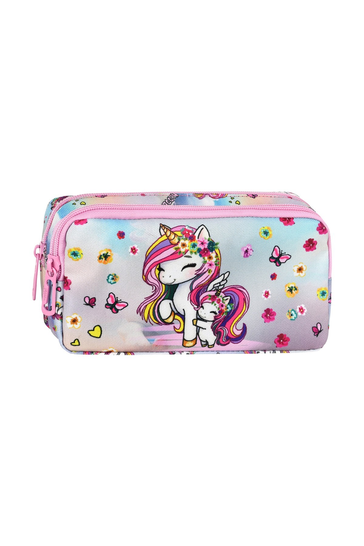 Waddell Pembe Unicorn Desenli 2 Cepli Kalem Kutusu,Kalemlik