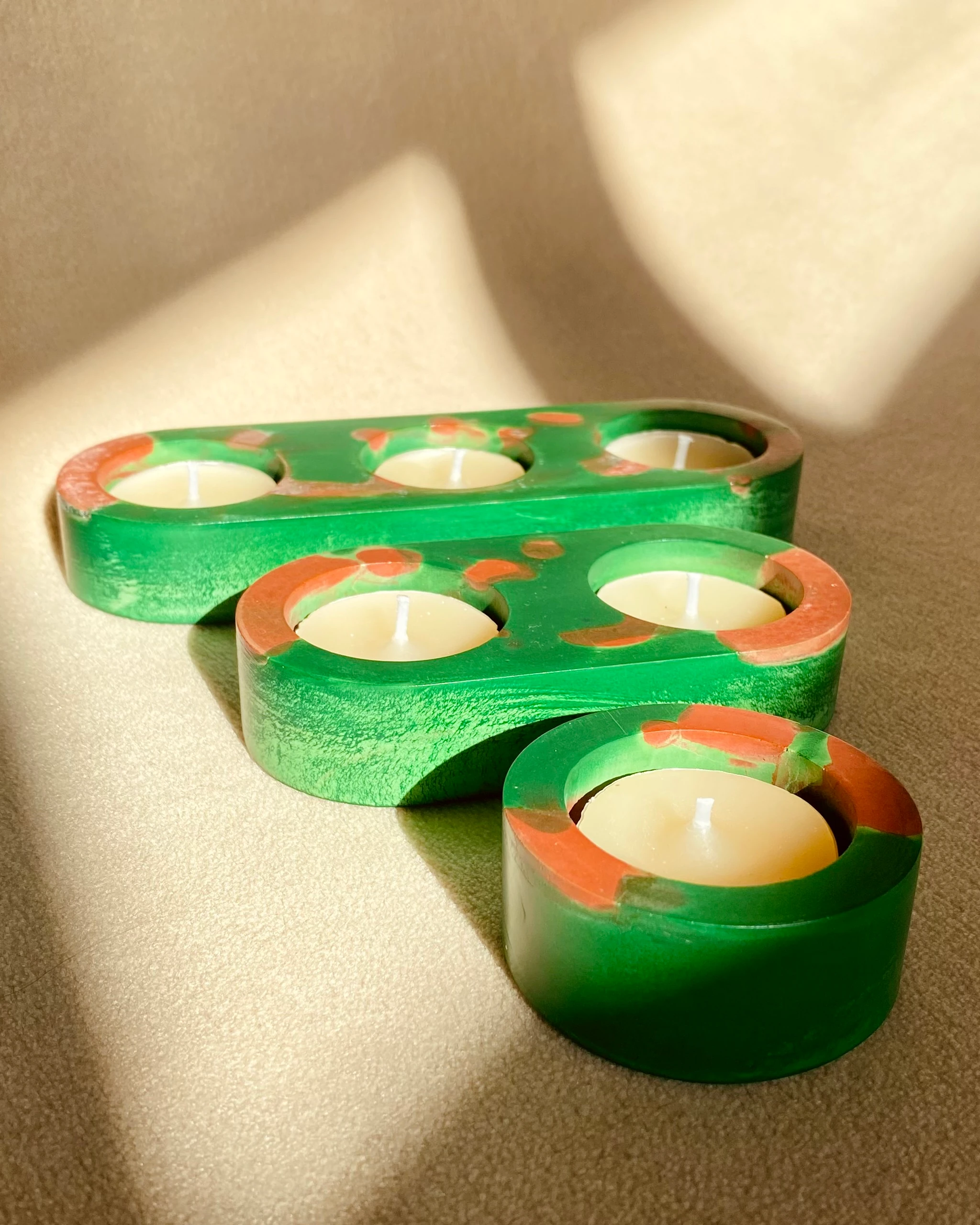 Forest Trio – 3 Parça El Yapımı Beton Tealight Seti