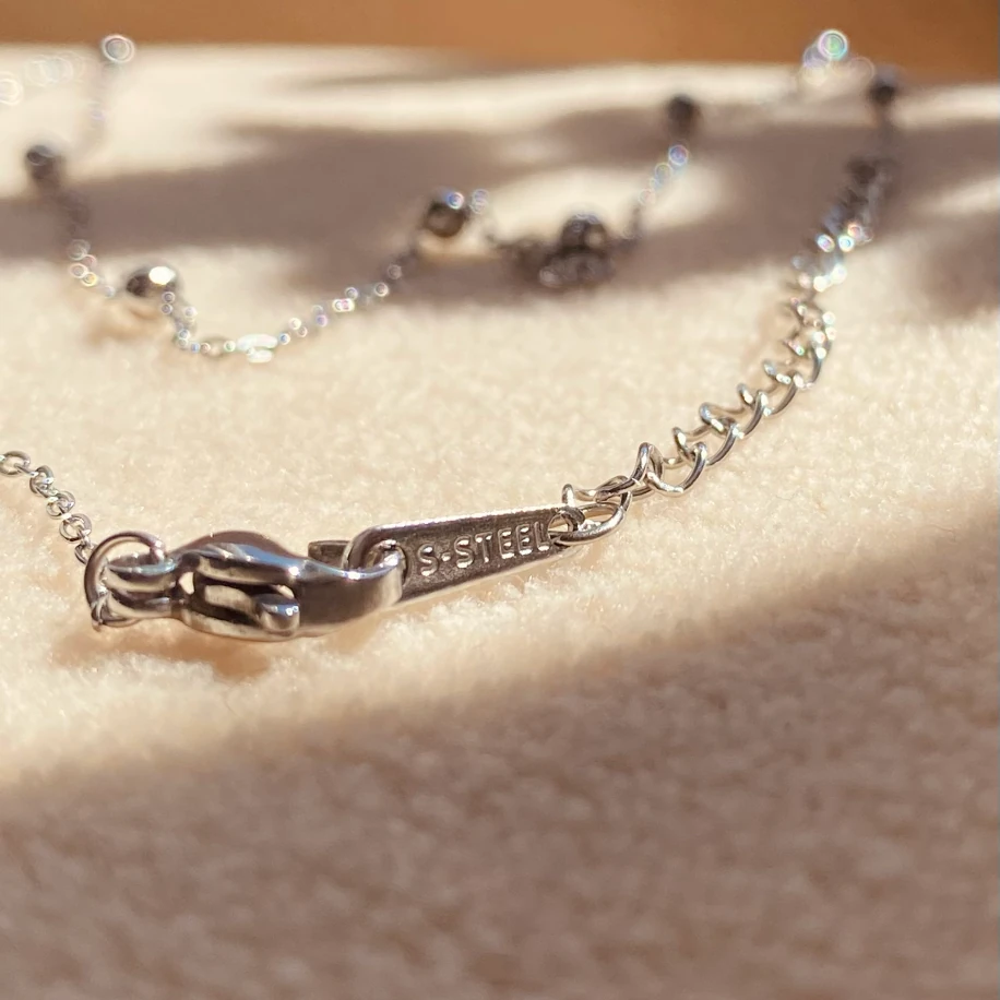 Paslanmaz Çelik Minimal Boncuk Detaylı Zincir Kolye