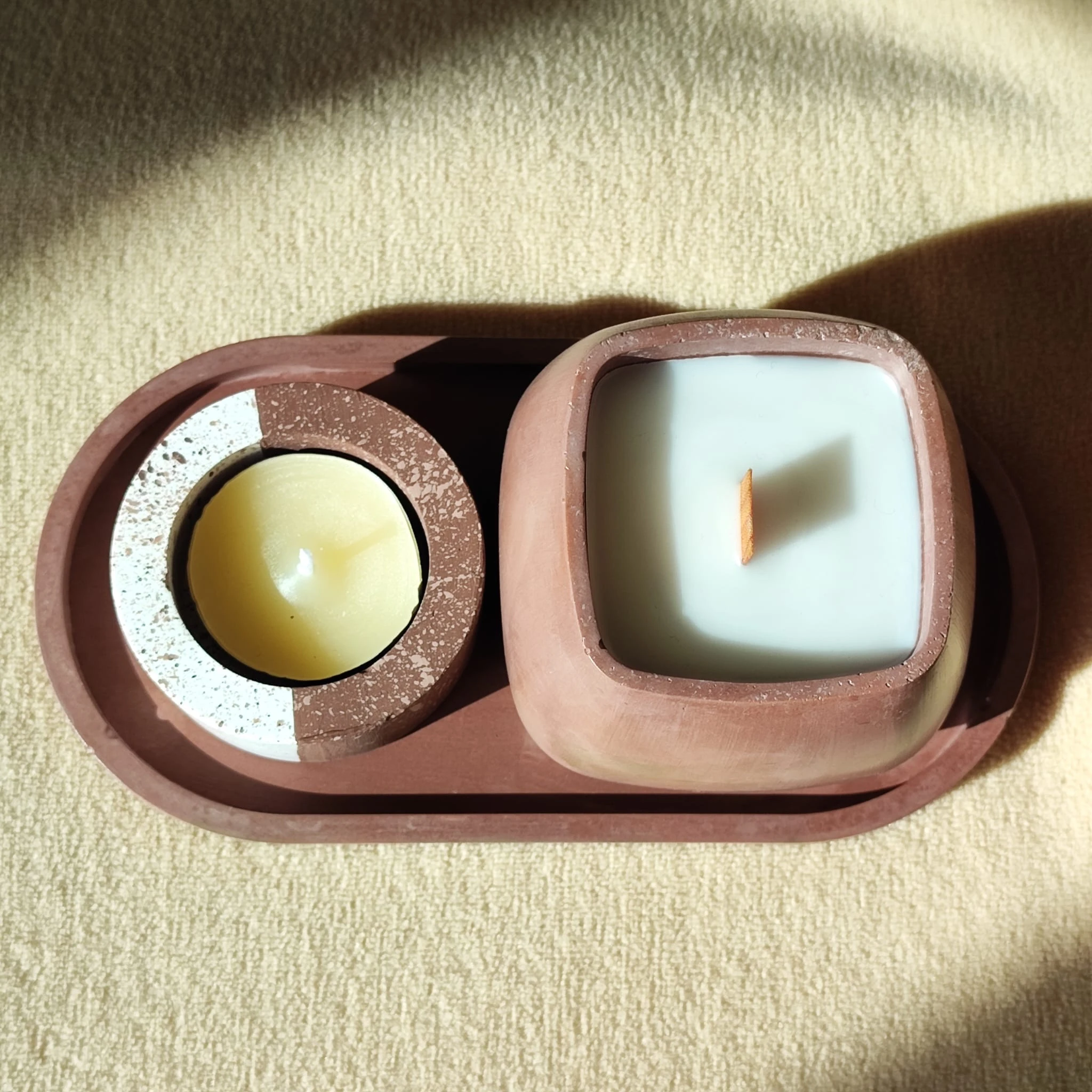 Minimalist Earth Duo – Takım Mumluk Seti