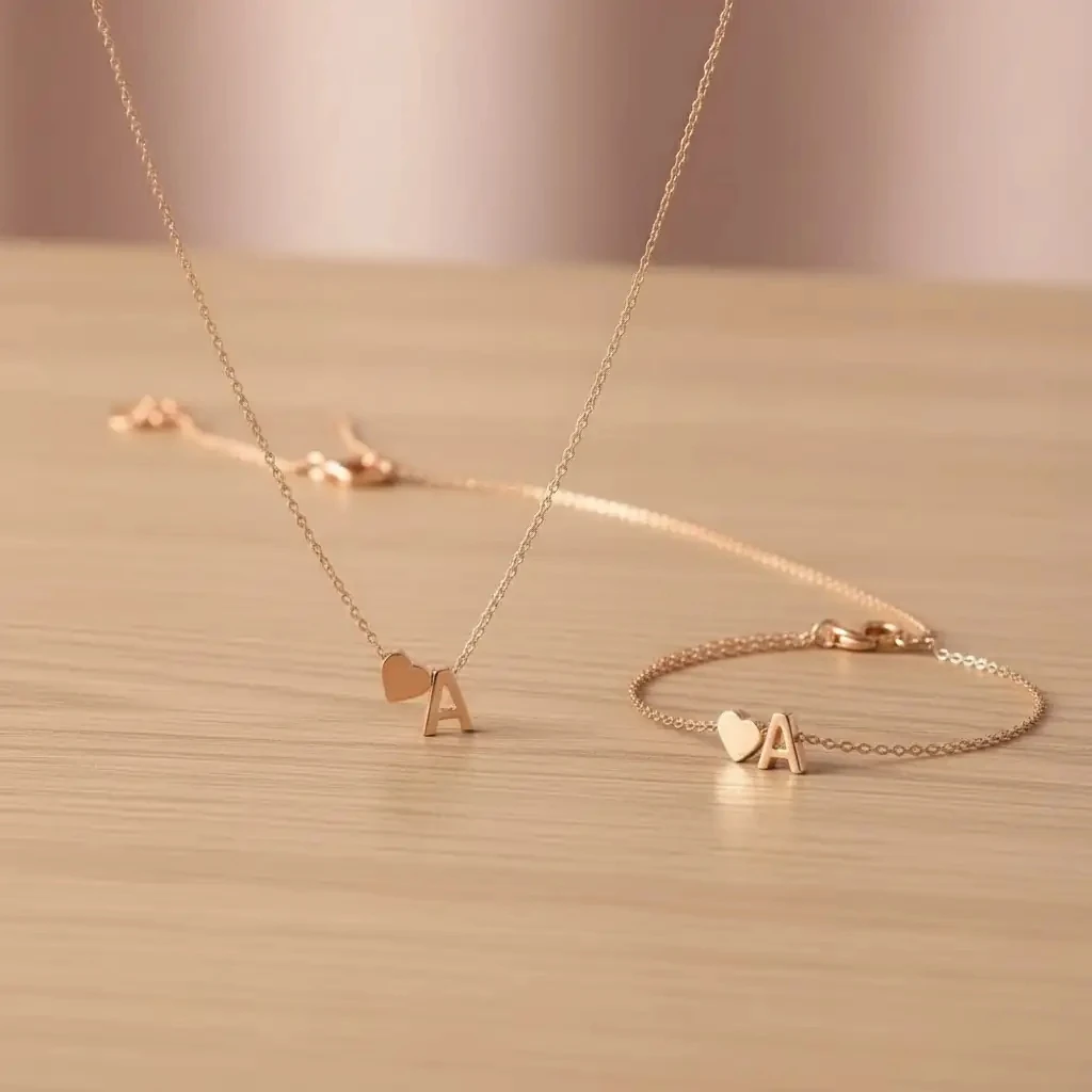 A ve Z Harfli Kolye & Bileklik Seti – Çiftler İçin Şık ve Anlamlı Takı Kombini