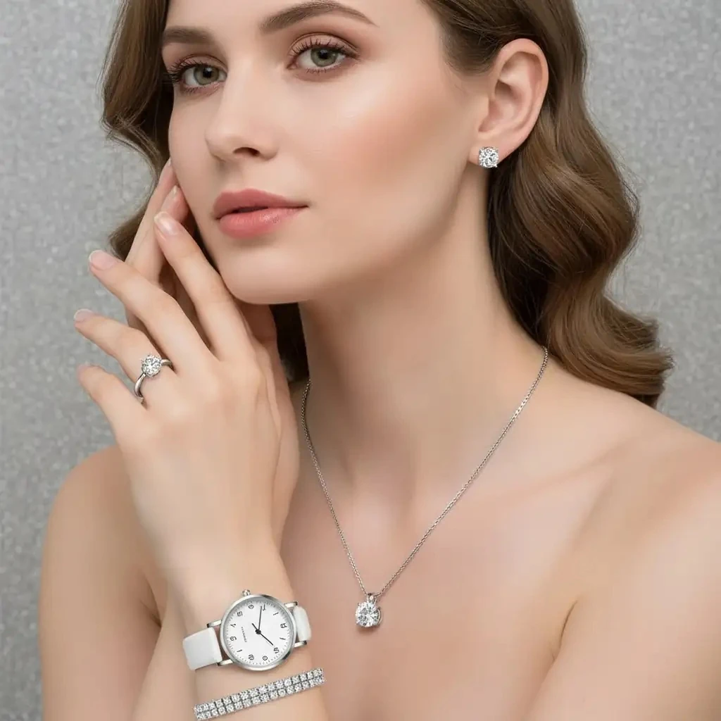 6'lı Kadın Casual Kuvars Saat ve Takı Seti - Sevgililer ve Anneler Günü Hediyesi