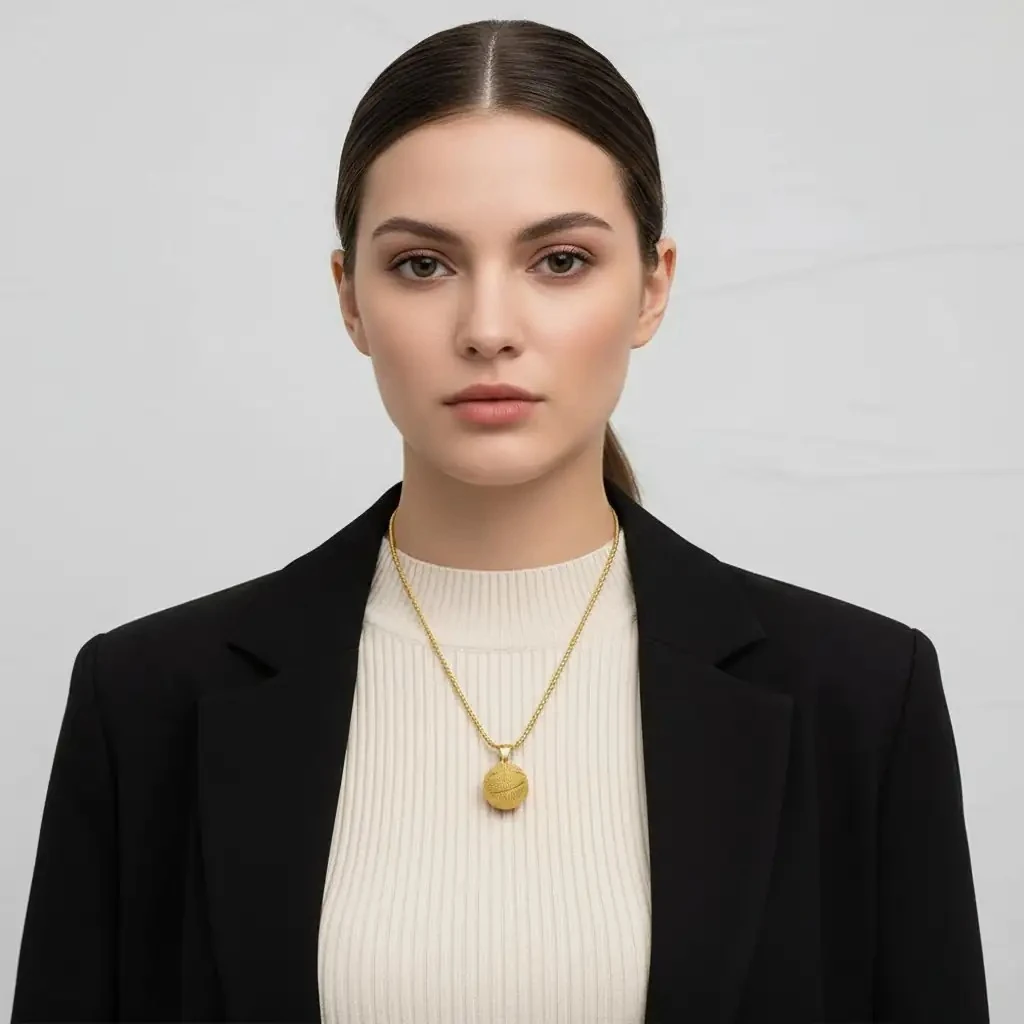 Punk Tarzı Altın Basketbol Kolye – Erkekler İçin Spor ve Sokak Modası Aksesuarı