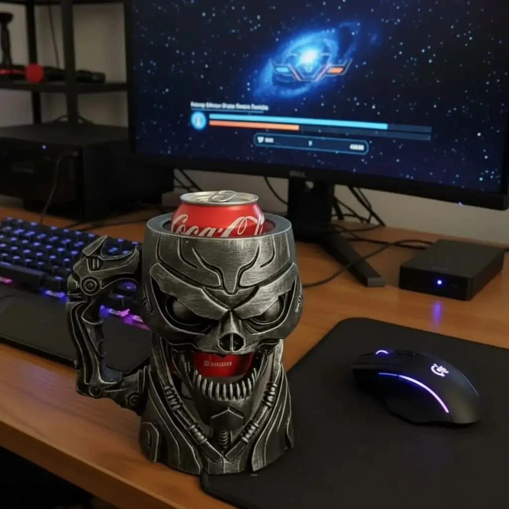 CyberSkull Mug – 3D Kafatası Tasarımlı Kupa, Cyberpunk Tarzında Sıra Dışı Hediye