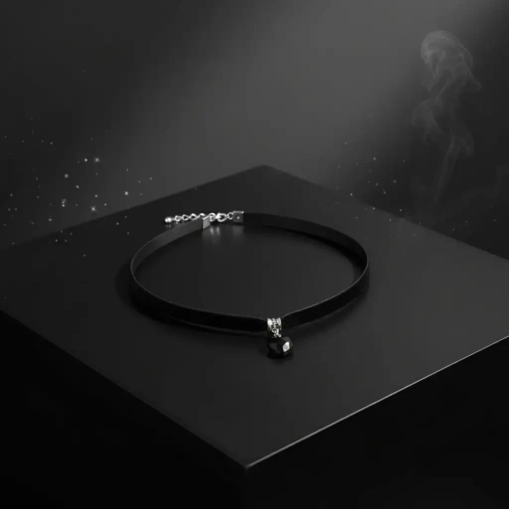 Ayarlanabilir Siyah Kadife Yaka – Vintage Gotik Kalp Kolye, Zarif ve Dikkat Çekici Tasarım