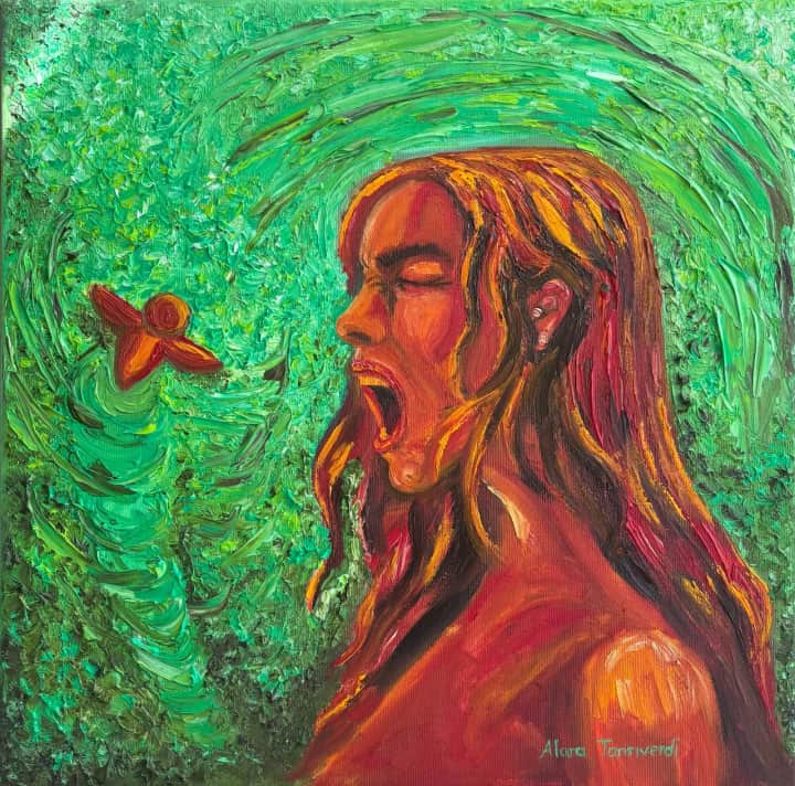 Sessiz Çığlık - 45x45 cm yağlı boya imzalı (çerçeveli)