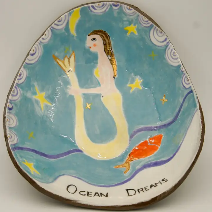 Ocean Dreams El Yapımı Dekoratif Seramik Tabak
