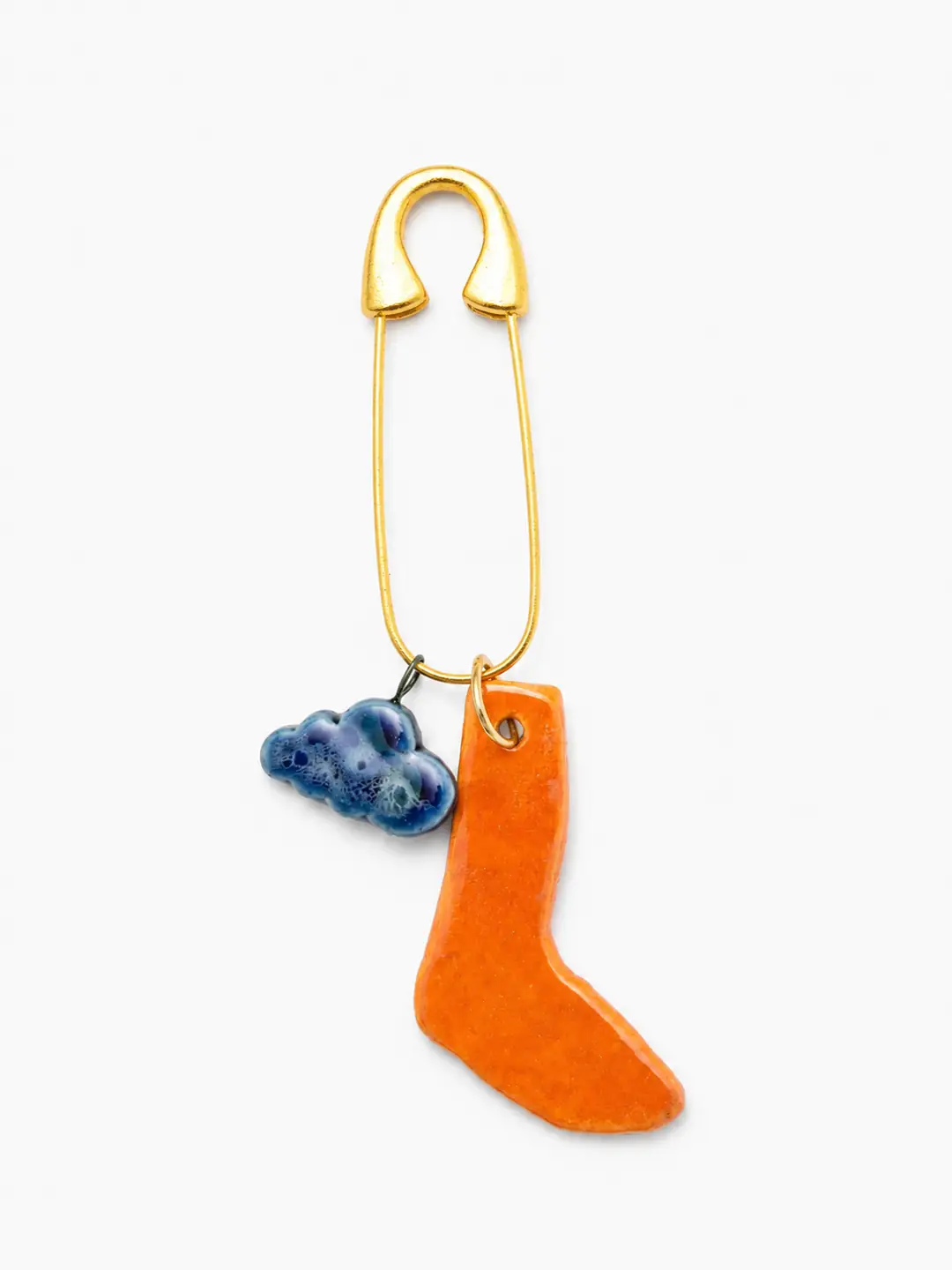 Turuncu çorap &  mavi bulut Charm Broş