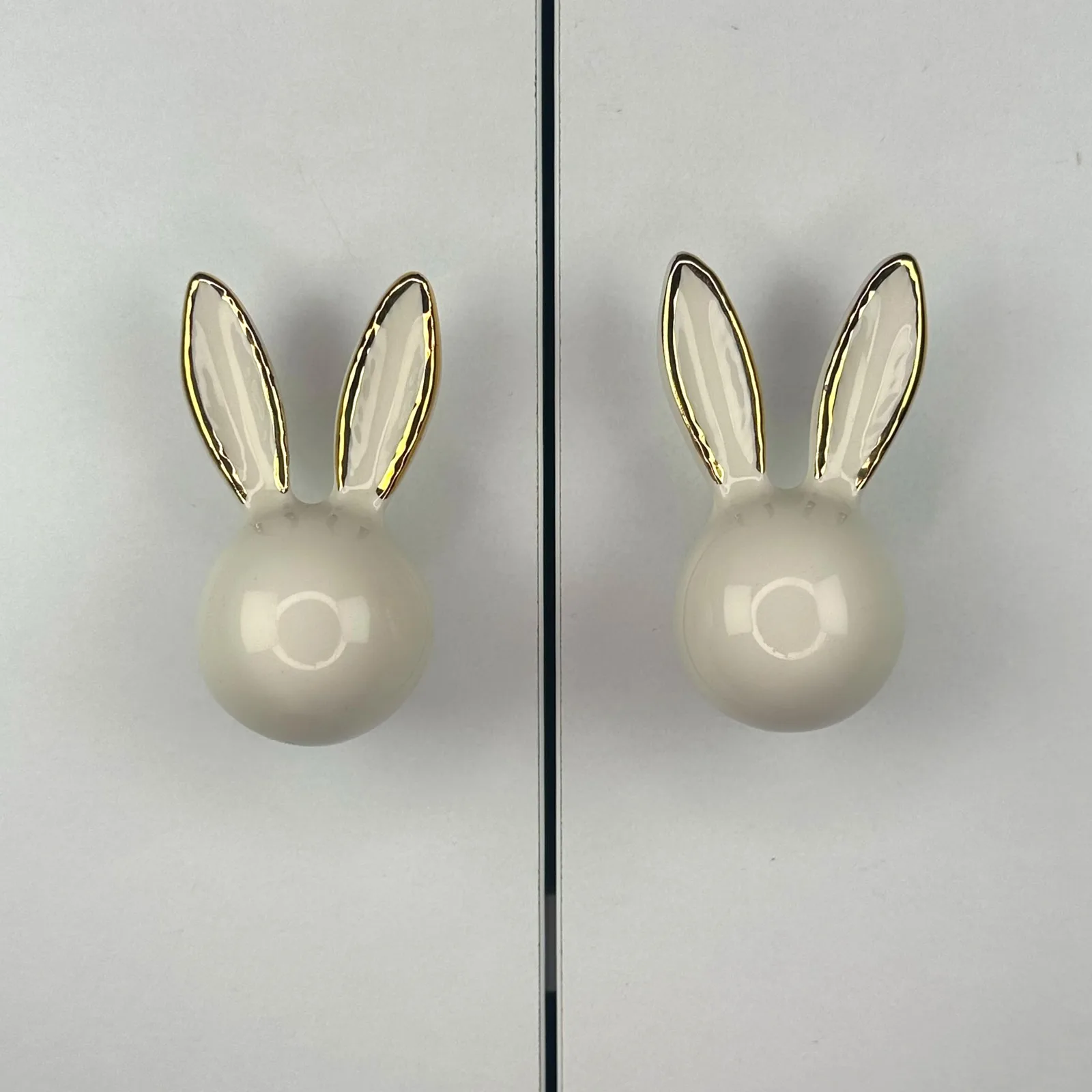 Bunny - Seramik Tavşan Dolap Kulpu — Beyaz