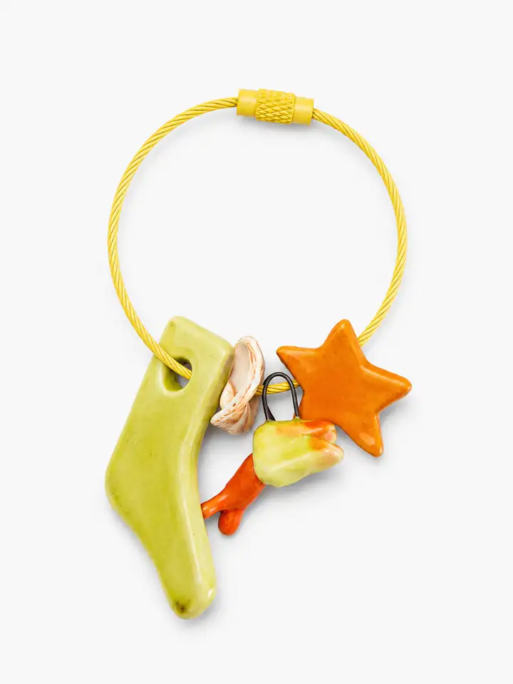 Yıldız & Çiçek Detaylı Sarı Halka Charm
