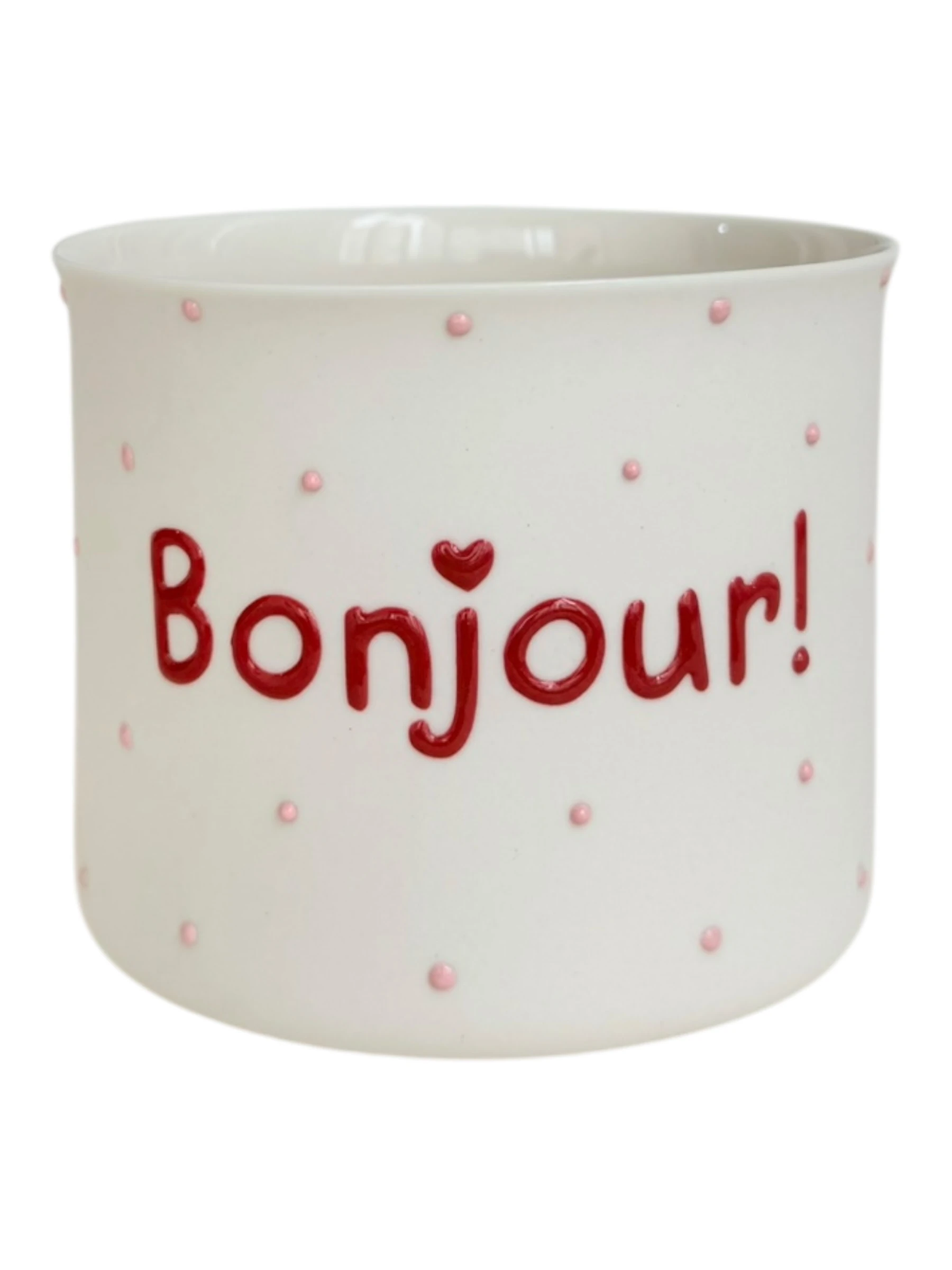 M-Bonjour White/Red | Limoges Porselen Bardak 250 ml