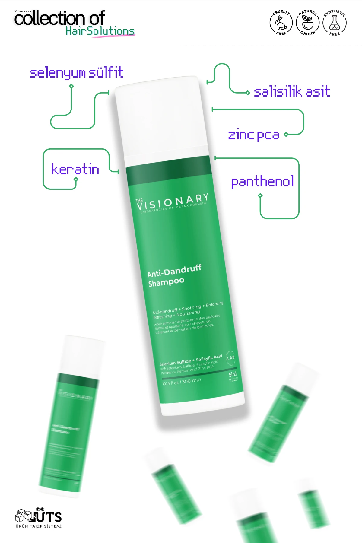 The Visionary Selenyum Sülfit, Salisilik Asit ve Keratin içeren Kepek ve Yağlanma Karşıtı Şampuan 300 mL