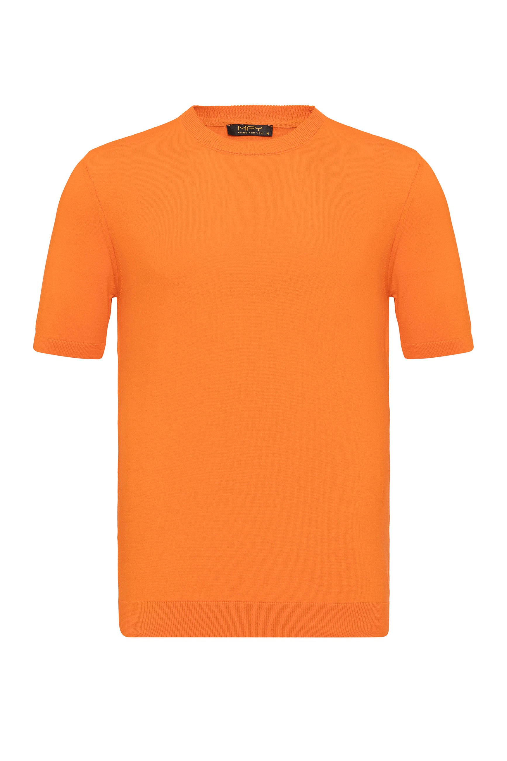 Triko Bisiklet Yaka Tshirt %100 Pamuk - Oranj