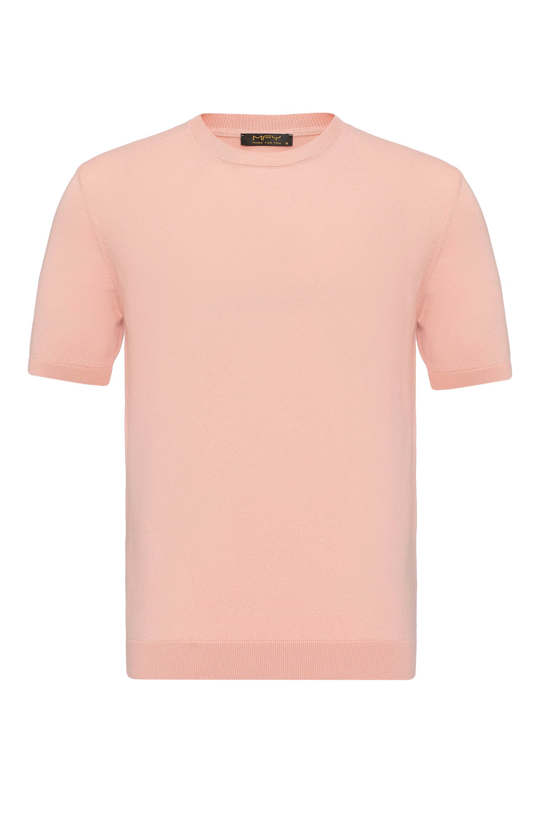 Triko Bisiklet Yaka Tshirt %100 Pamuk - Pembe