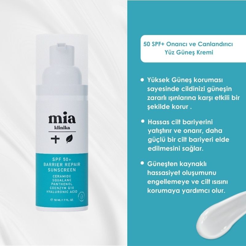 Mia Klinika SPF 50+ Bariyer Onarıcı Güneş Koruyucu Krem