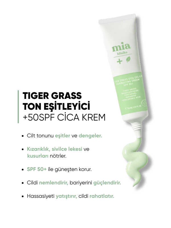 Mia Klinika Tiger Grass Ton Eşitleyici 50 SPF+ Cica Krem 30 ML