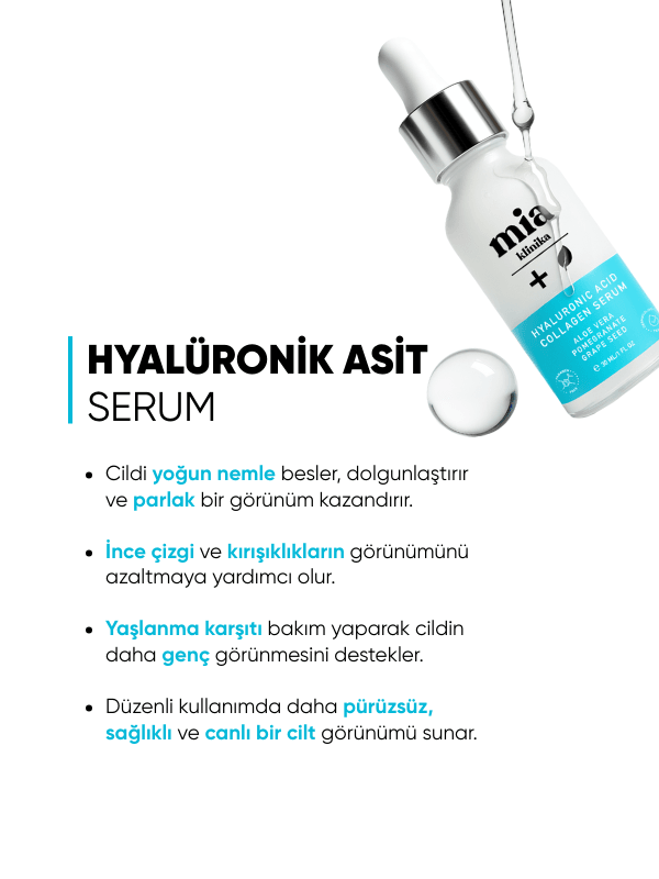 mia klinika Nemlendirici Hyalüronik Asit ve Kolajen Serum