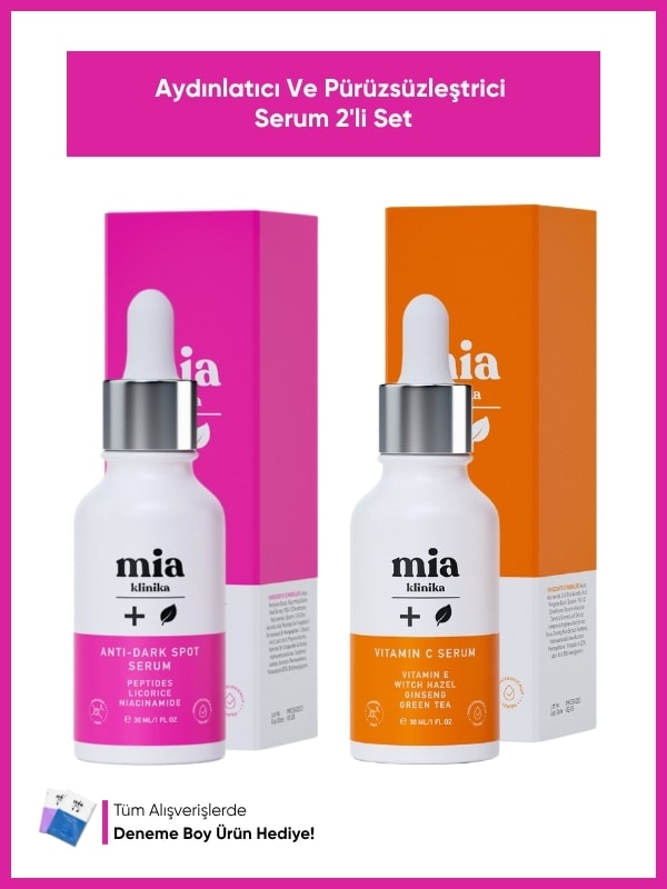 mia klinika Brightening & Pore-Refining Vitamin C Serum + Anti-Spot & Tone-Perfecting Serum Set of 2