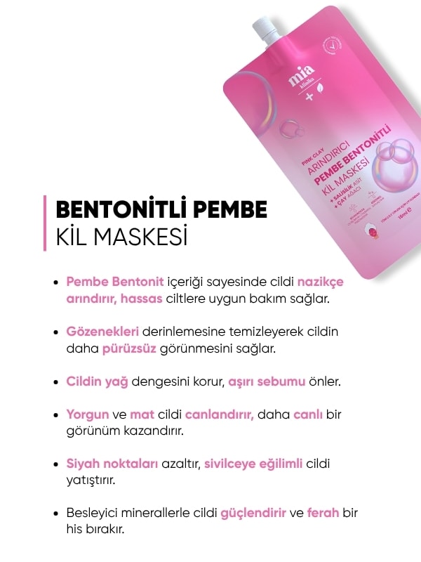 mia klinika Bentonitli Pembe Kil Maskesi 15 ML