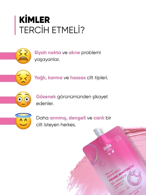 mia klinika Bentonitli Pembe Kil Maskesi 15 ML