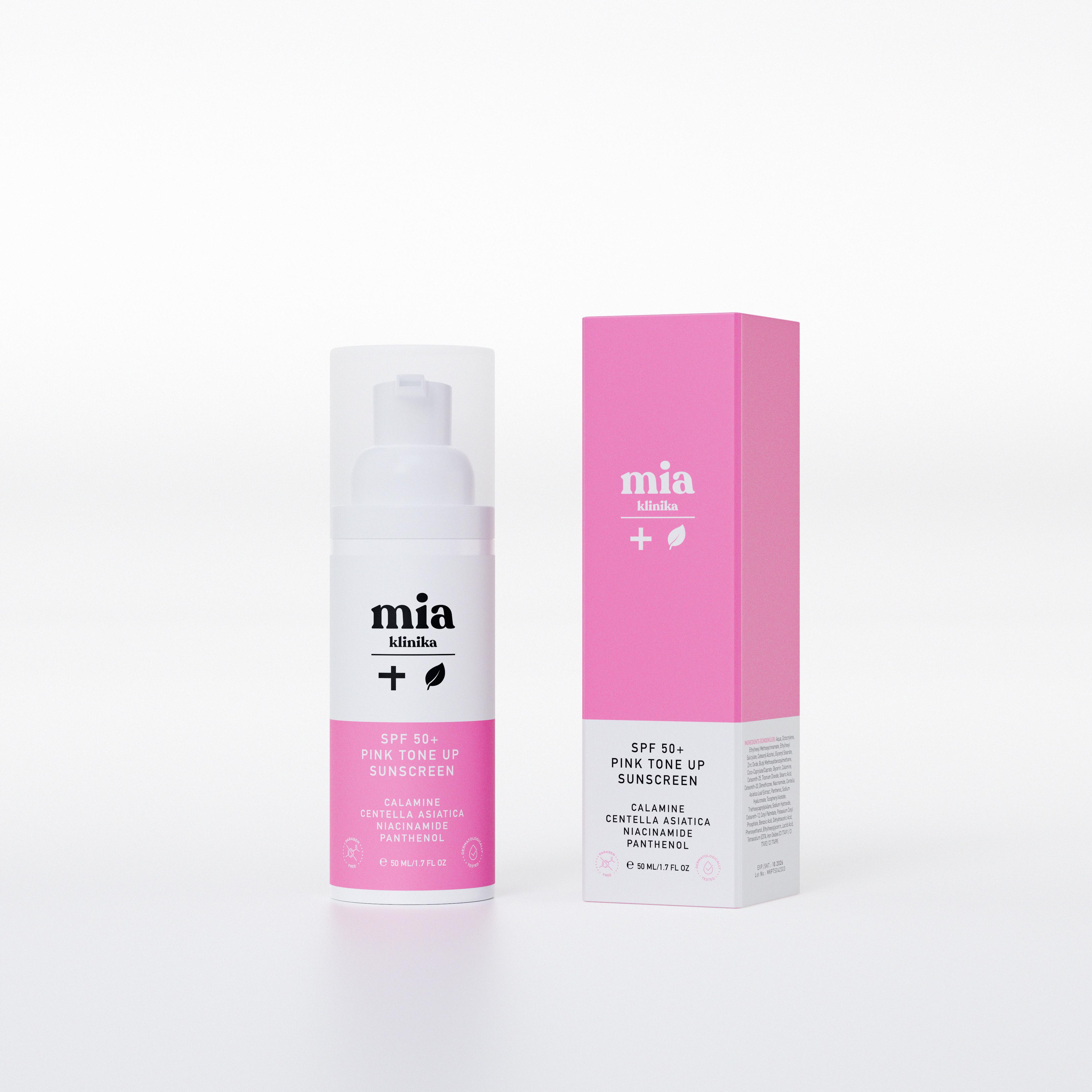 Mia Klinika SPF 50+ Pink Tone Up Tone Equalizing Pink Face Sun Cream