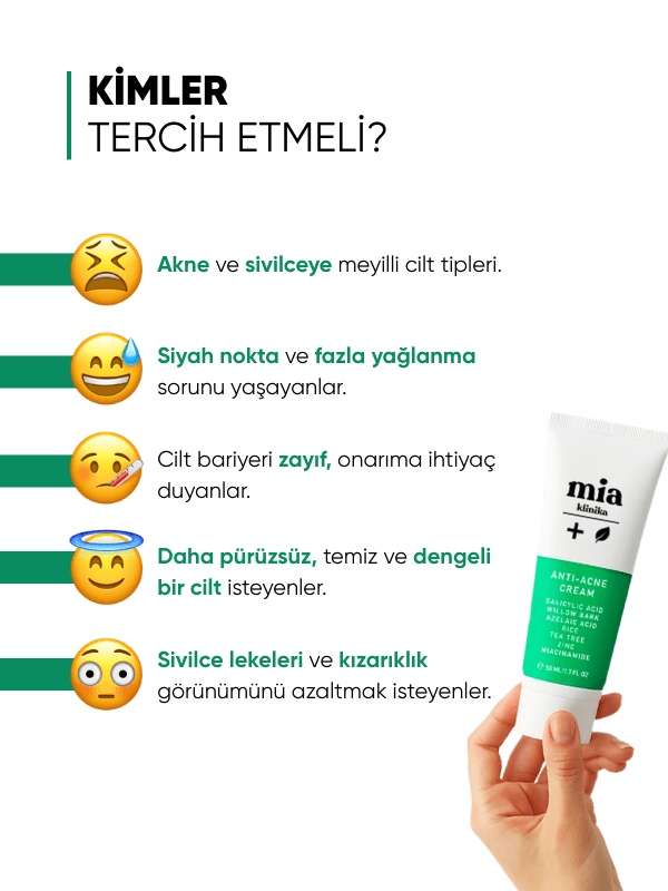 mia klinika Sivilce ve Akne Karşıtı Bariyer Güçlendirici Nemlendirici Krem