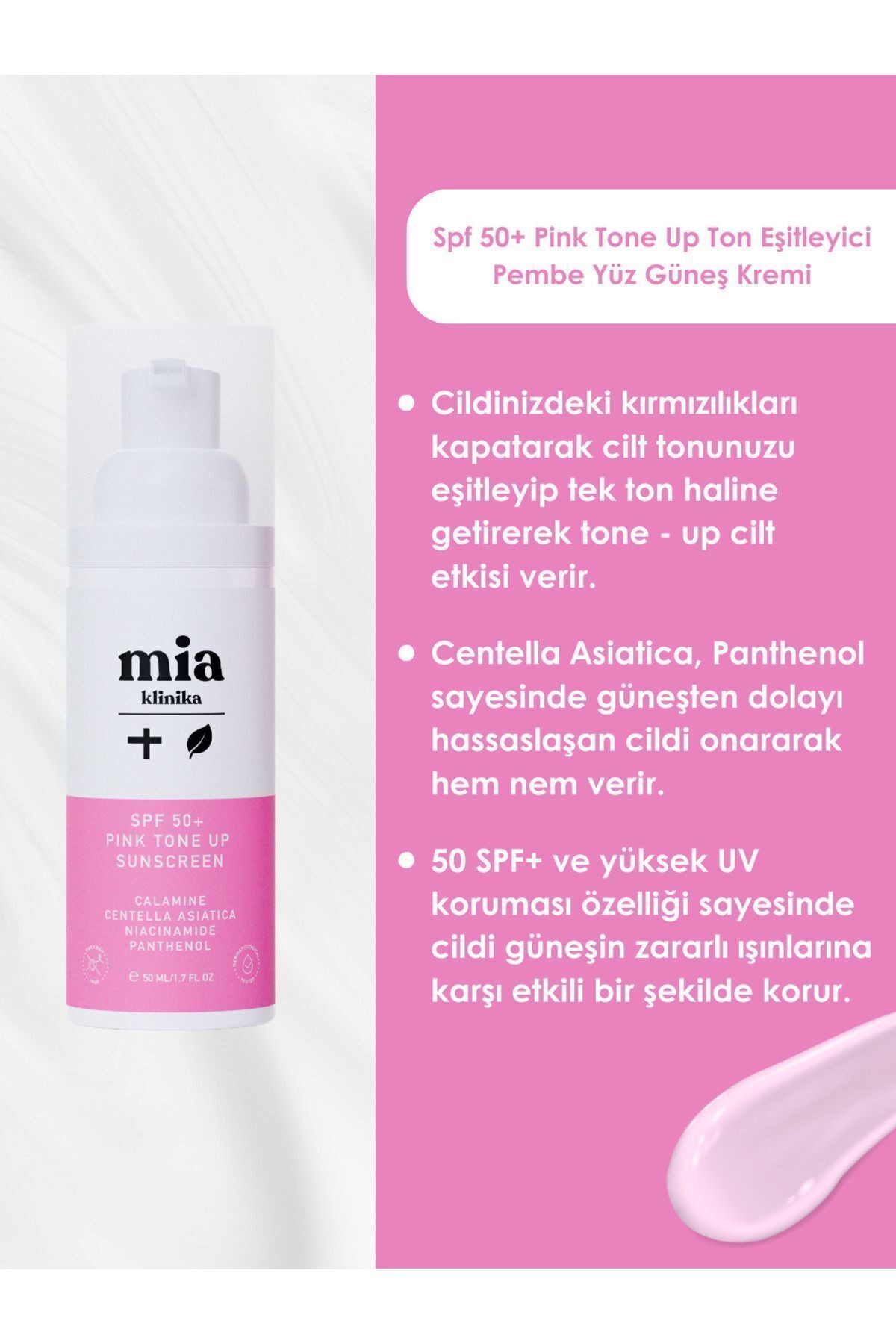Spf 50 Pink Tone Up Ton Eşitleyici Pembe Yüz Güneş Kremi