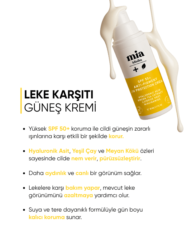 mia klinika 50 SPF+ Kırışıklık Ve Leke Karşıtı Anti-Pigment Yüz Güneş Kremi