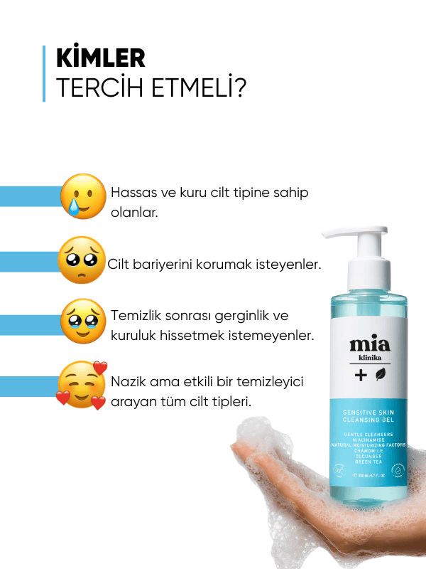 mia klinika Hassas ve Kuru Ciltler İçin Yüz Yıkama Jeli