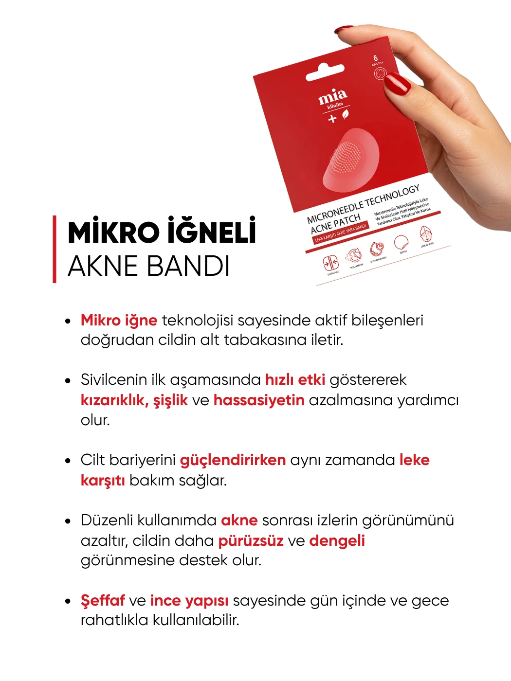 Mikro İğne Teknolojili Akne Bandı