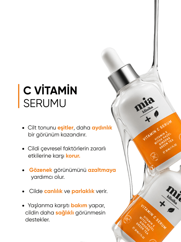 mia klinika Gözenek ve Siyah Nokta Gidermeye Yardımcı Aydınlatıcı C Vitamini Serumu