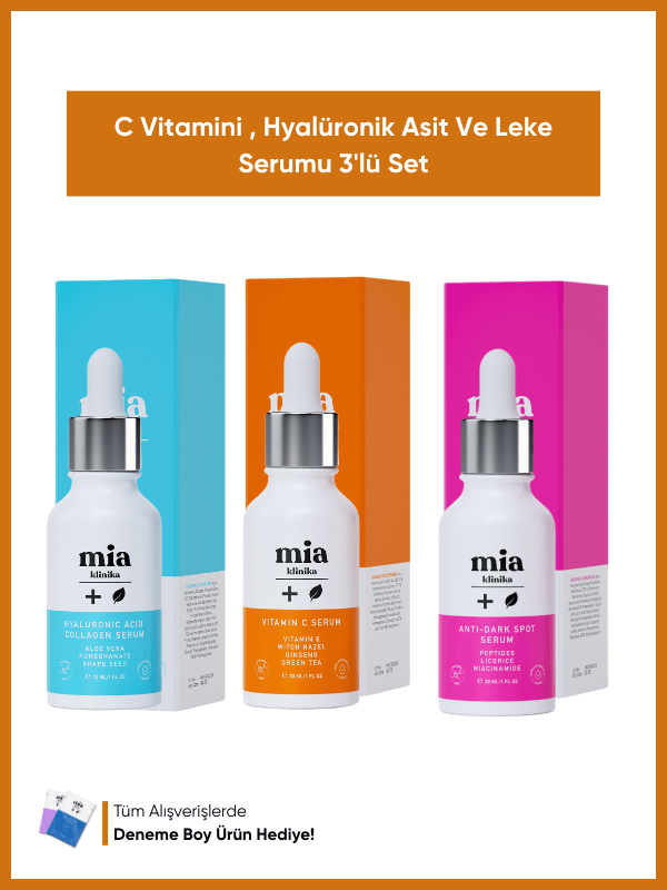 C Vitamini Serum + Hyalüronik Asit Ve Kolajen Serum + Leke Görünümünü Düzenlemeye Yardımcı Serum 3'lü Set