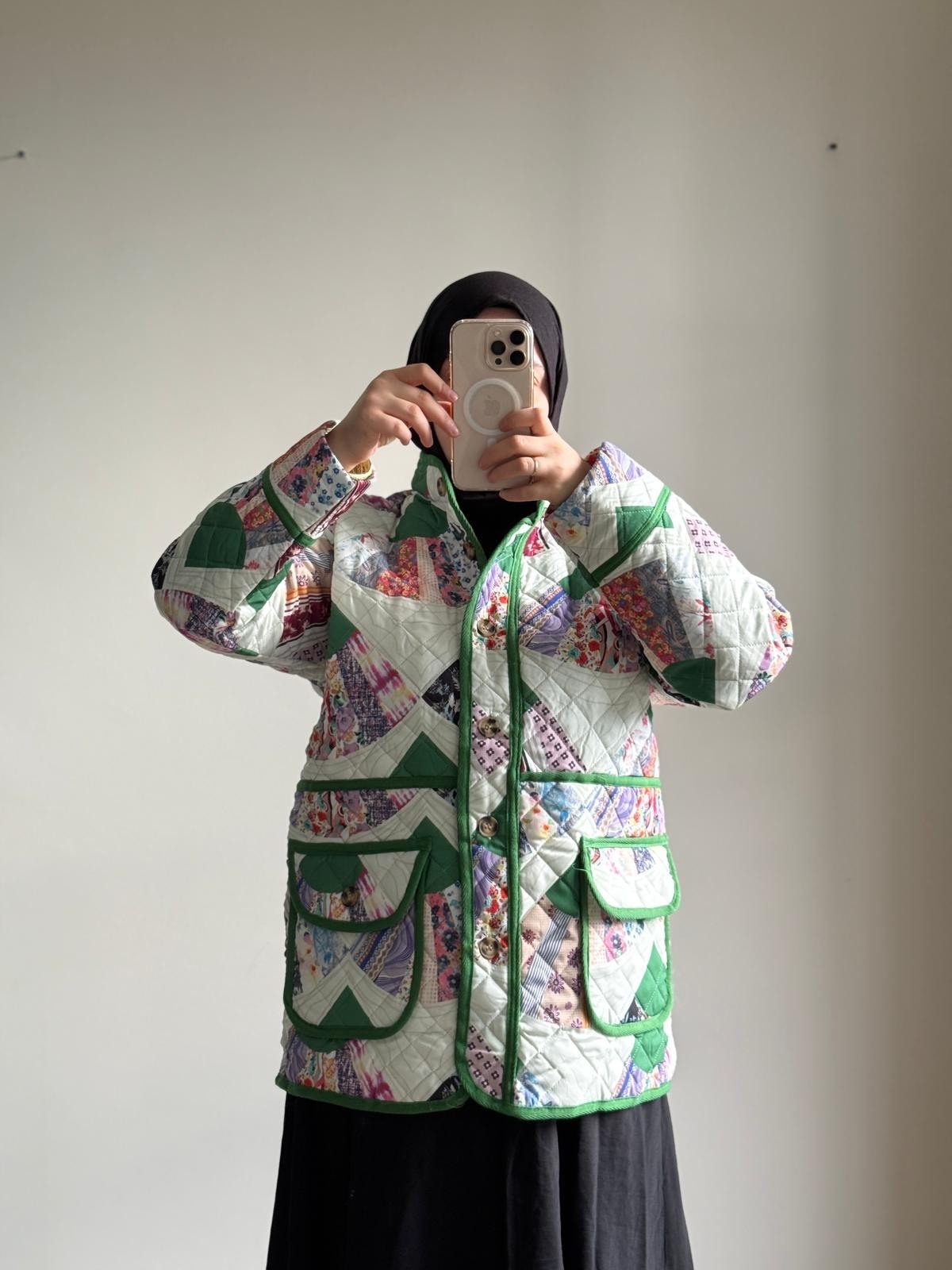 Caipur Kapitone Ceket - Biyeli Patchwork