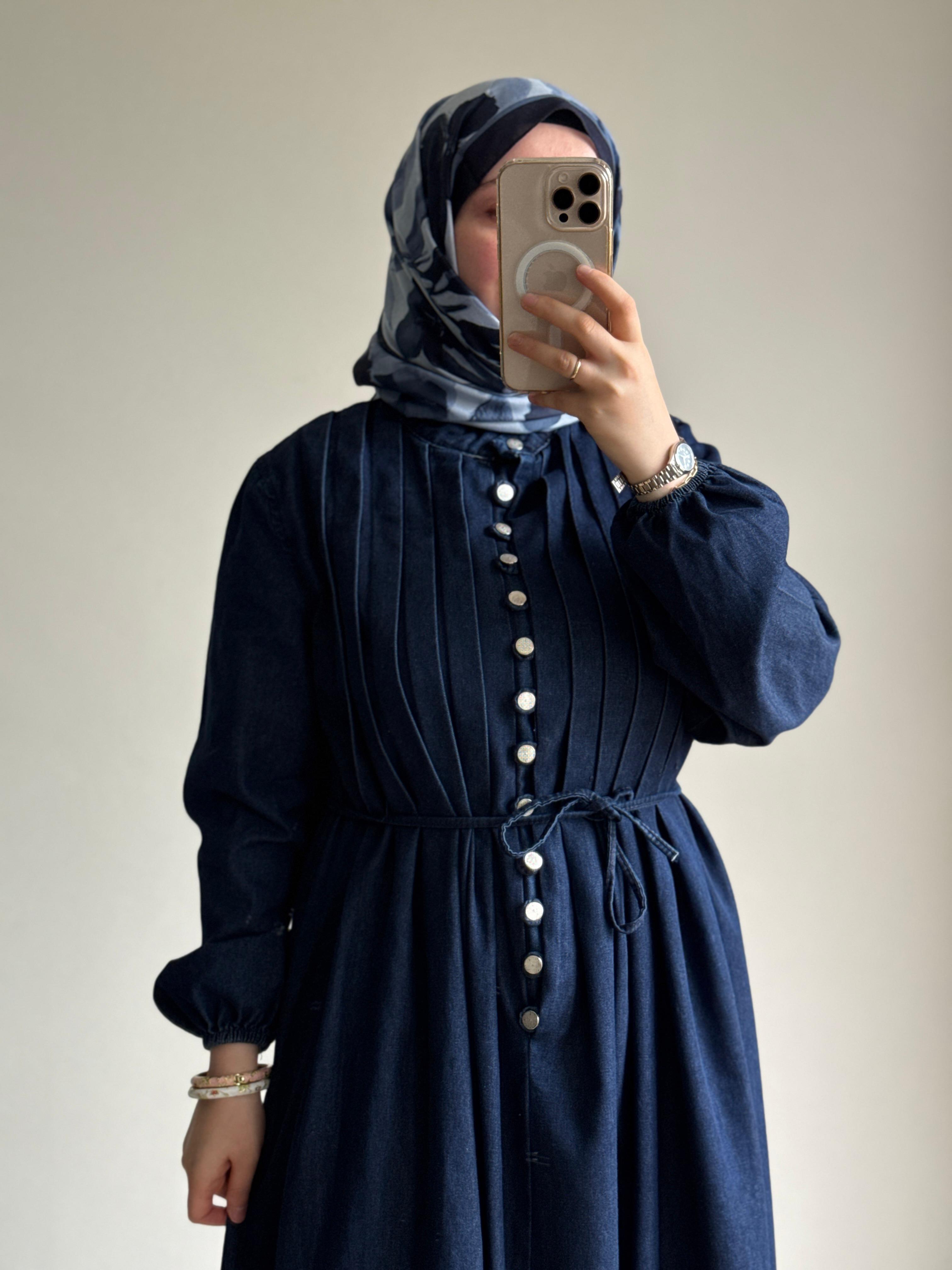 Marbella Denim Elbise - Koyu Lacivert