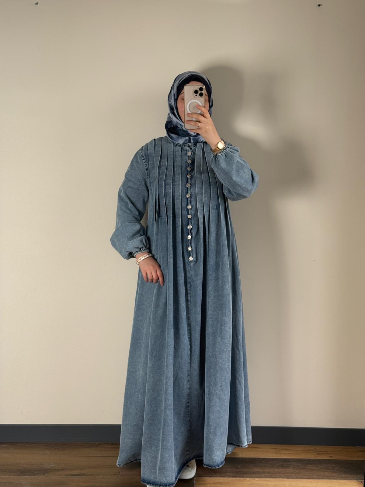 Marbella Denim Elbise - Açık Mavi