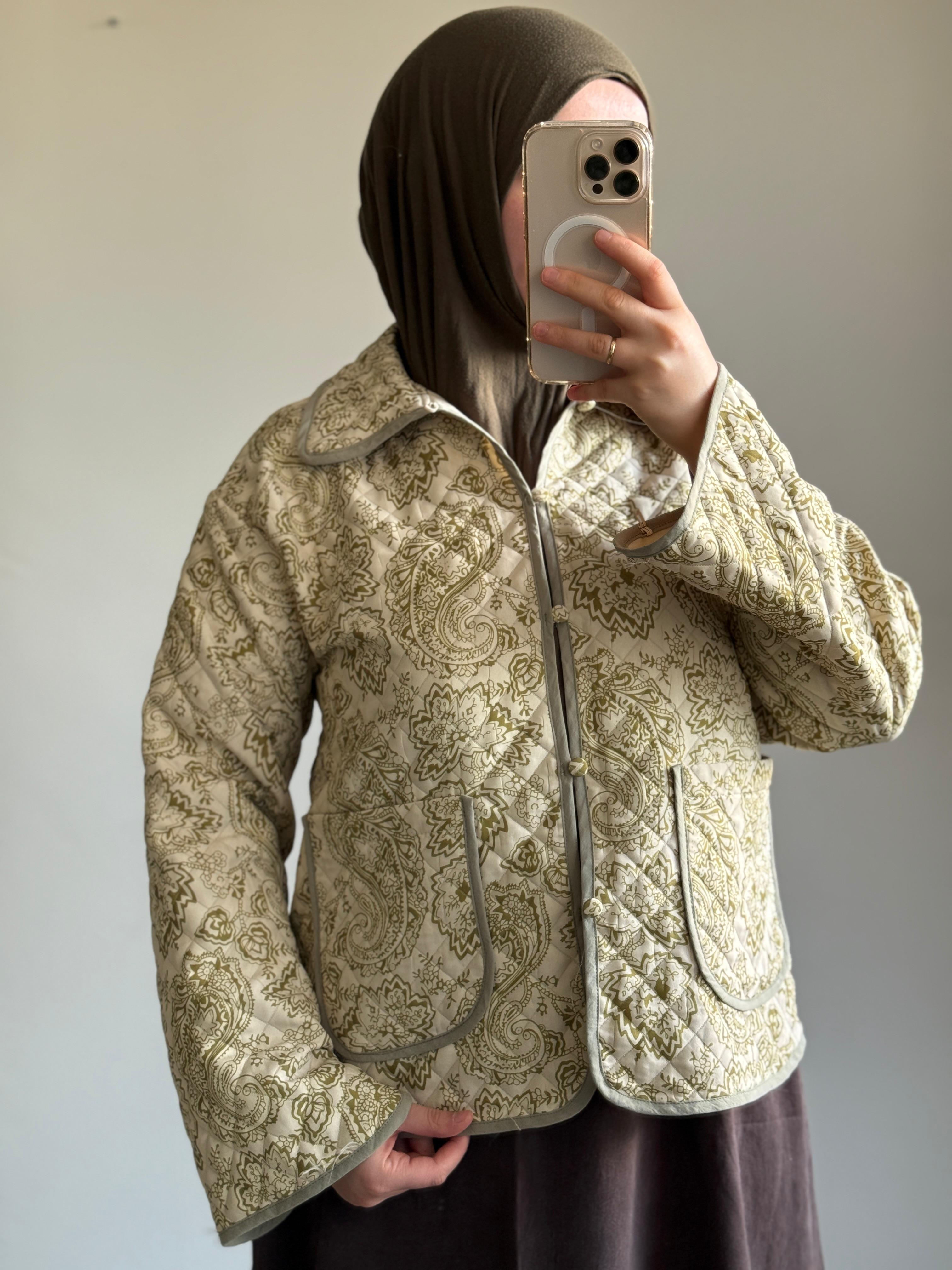 Purnia Kapitone Ceket 60cm - Şal Desen
