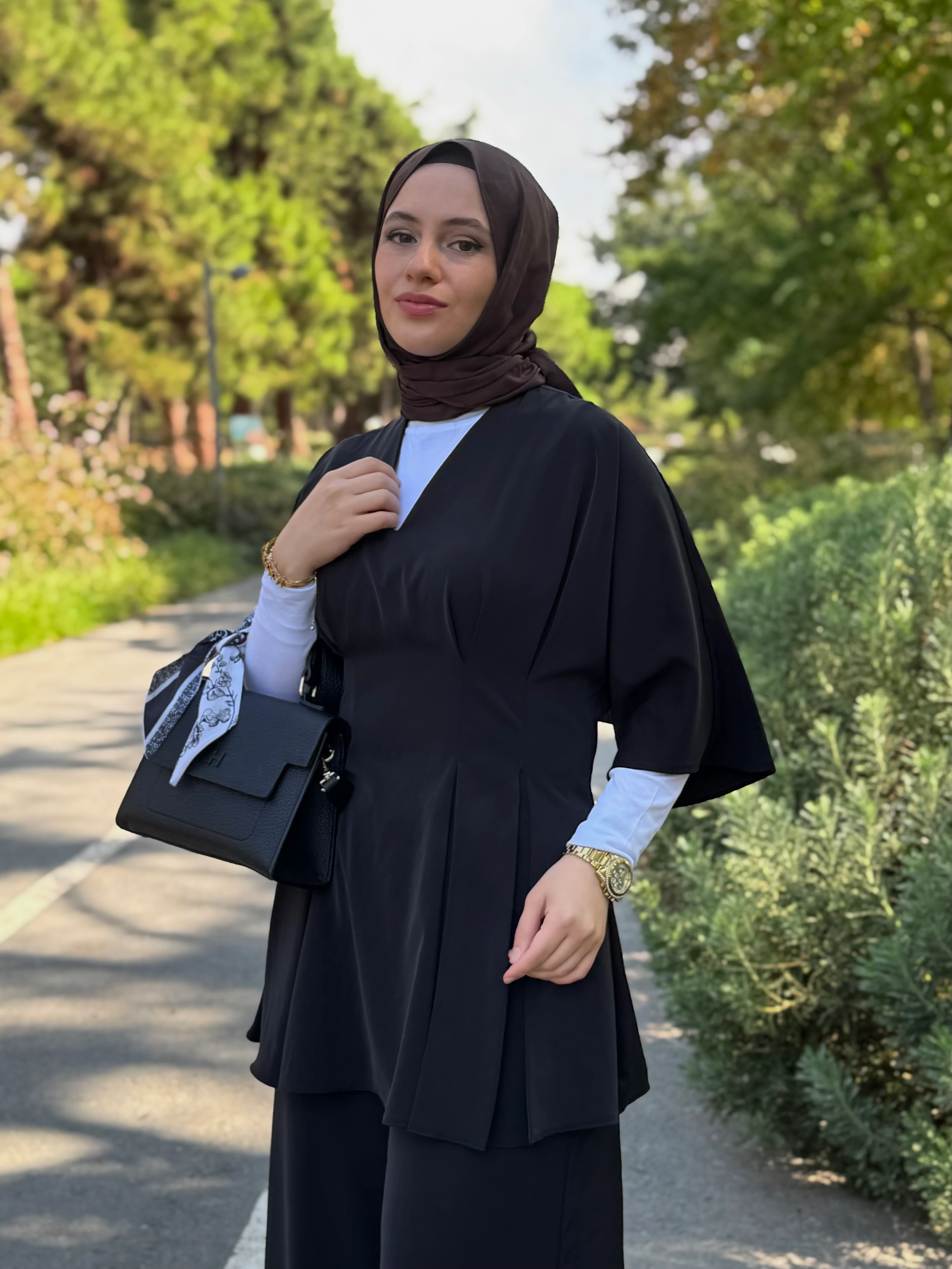 Pileli Tunik Bol Pantolon Takım