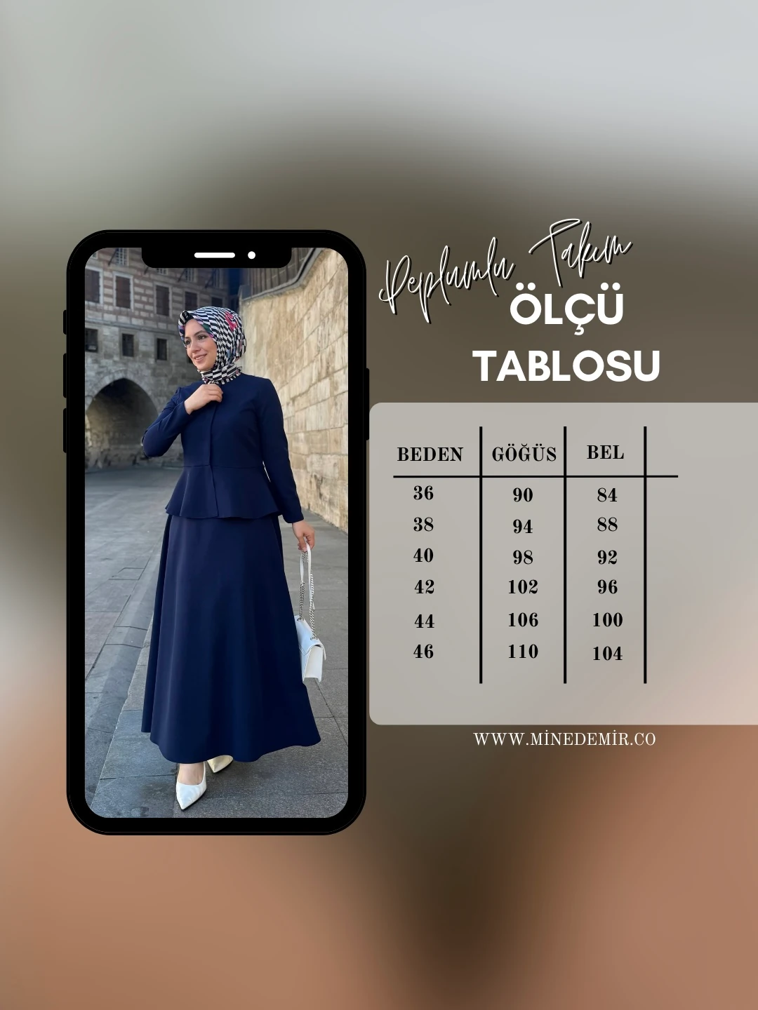 Peplum Ceketli Yarım Kloş Etek Takım