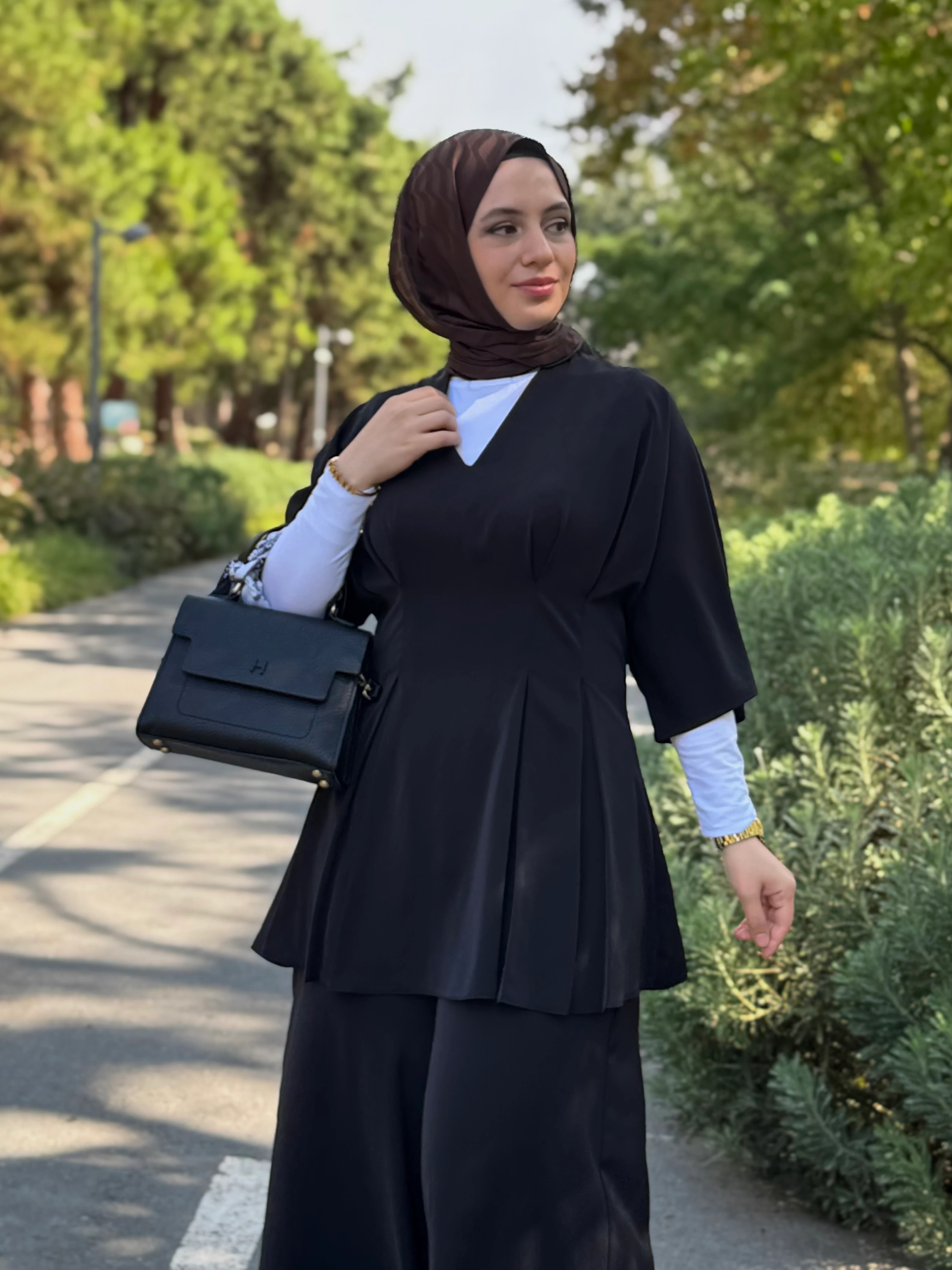 Pileli Tunik Bol Pantolon Takım