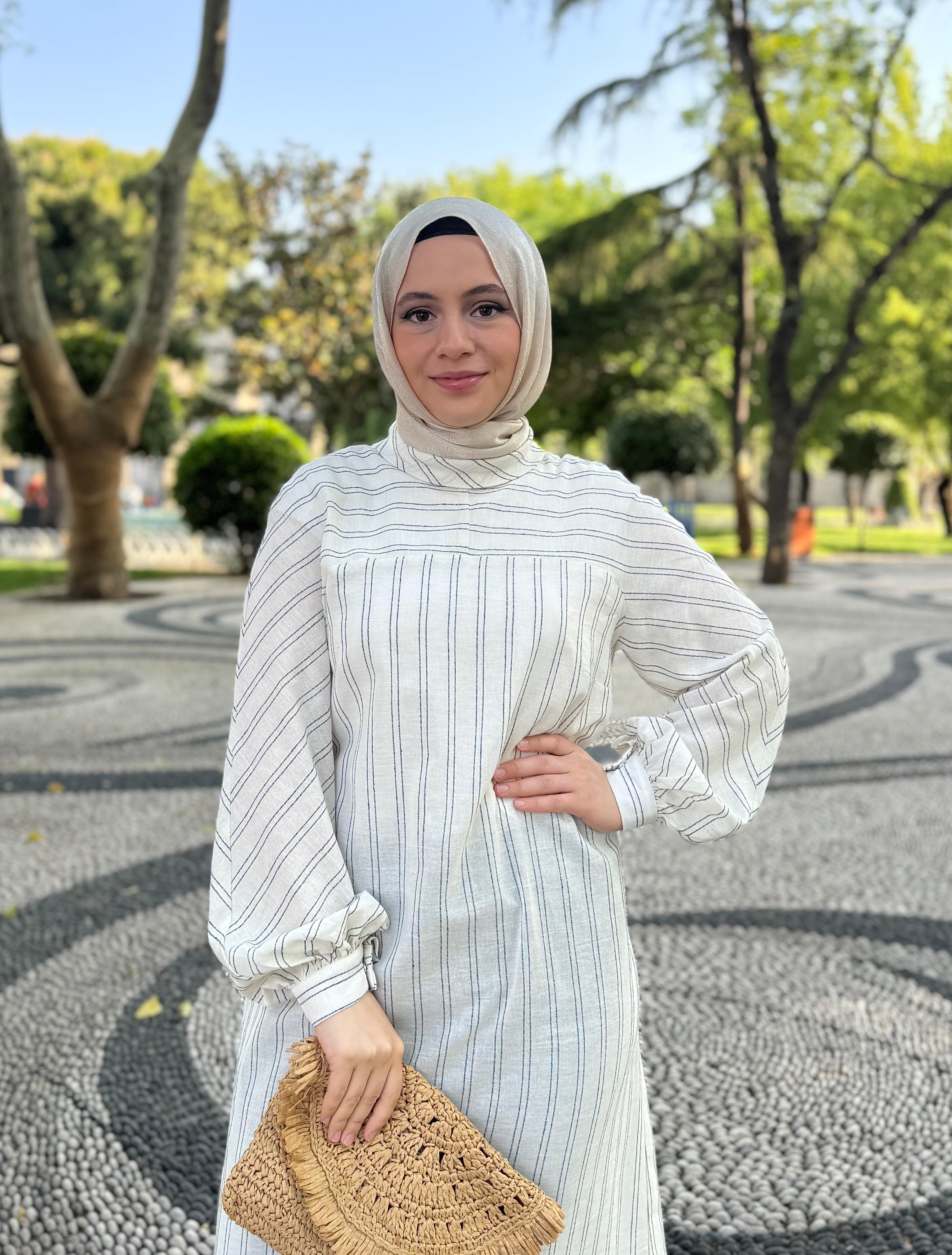 Çizgili Keten Tunik